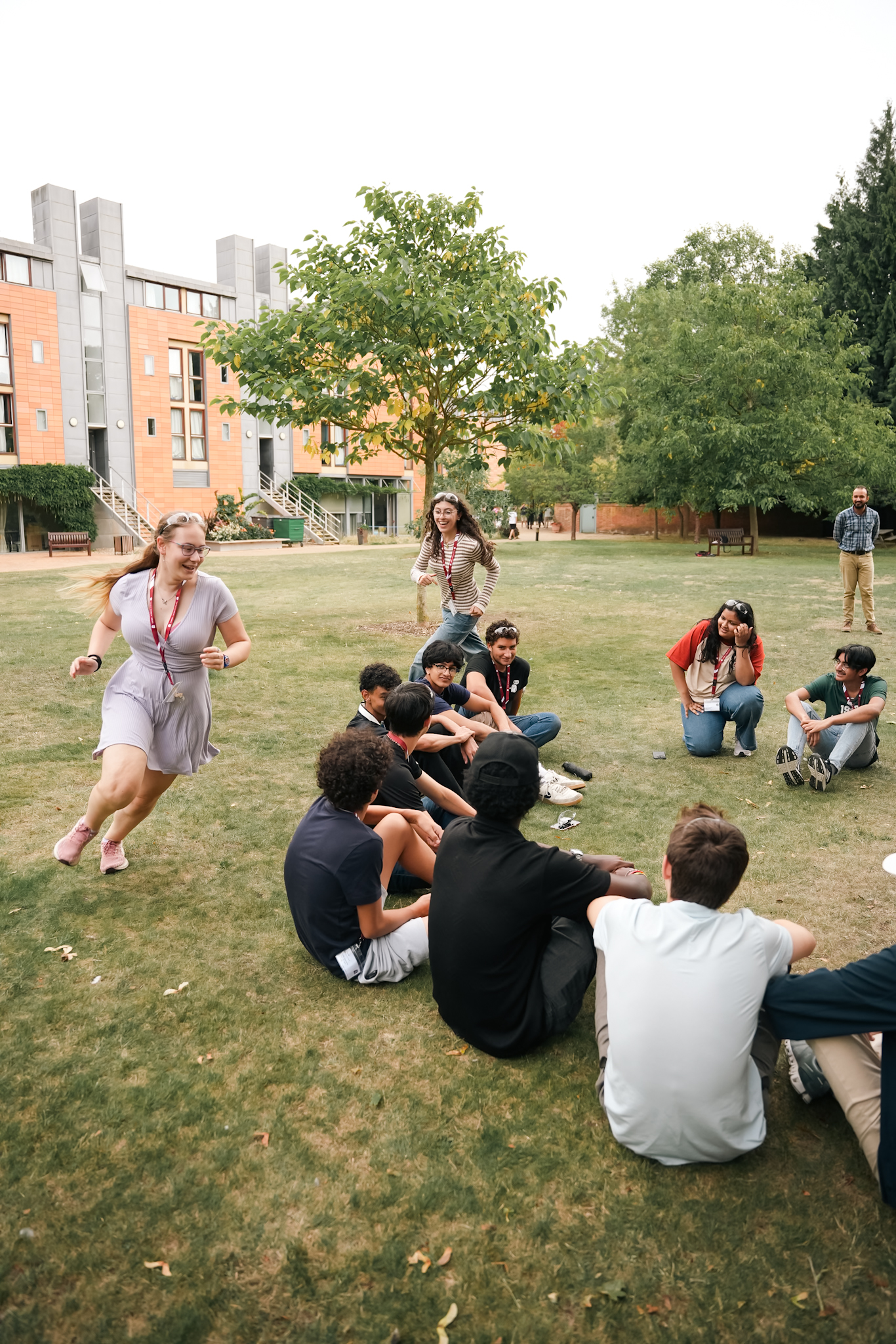 Oxford students outside class room