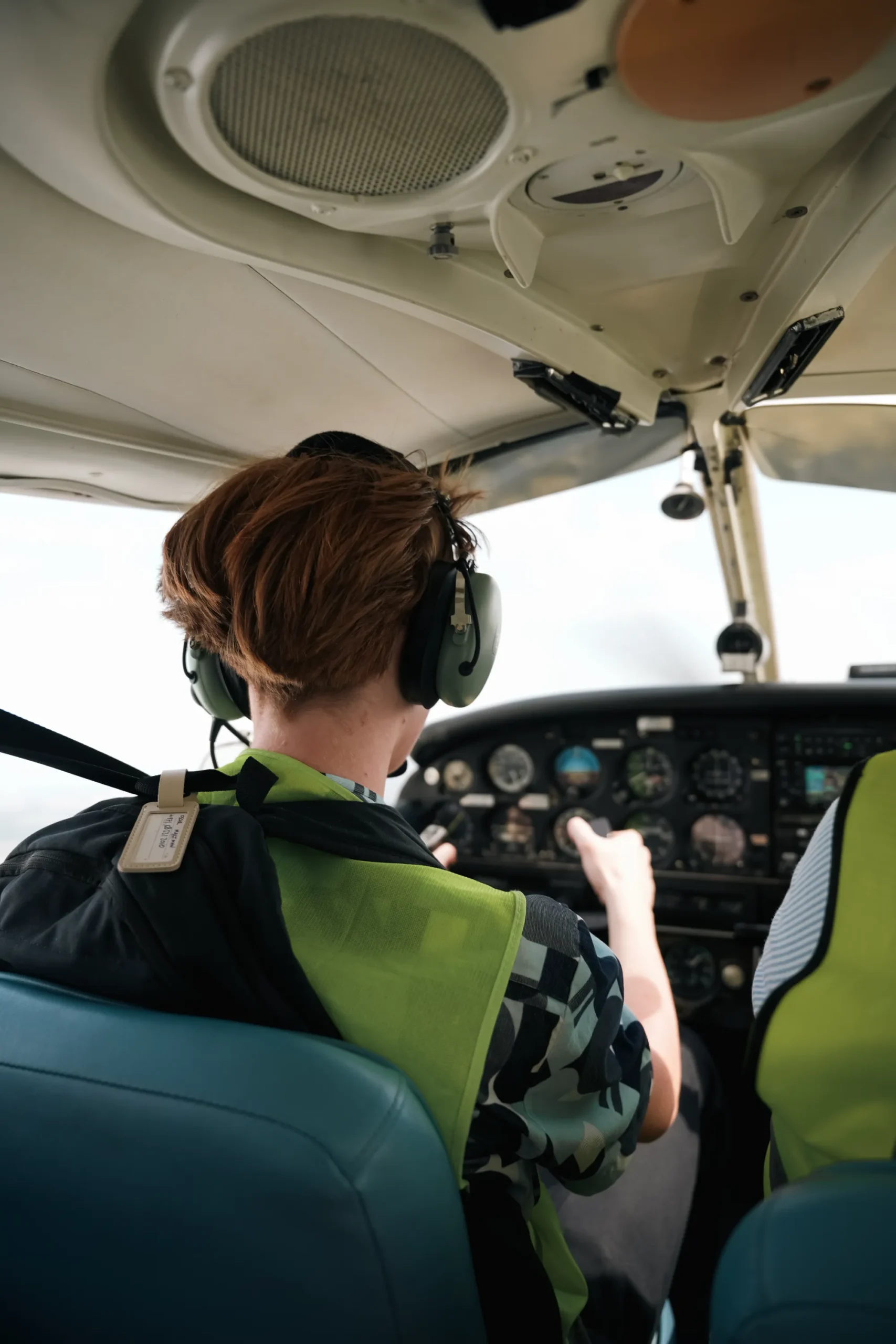 Student flying plane at Oxford